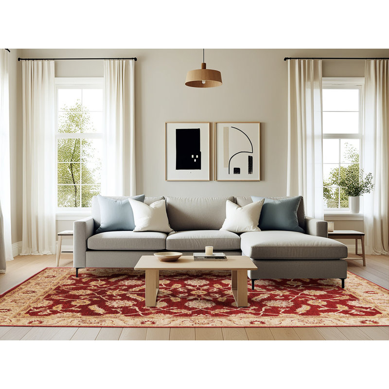 Tapis oriental rouge / beige Dadur, Rectangle 6 pi x 9 pi