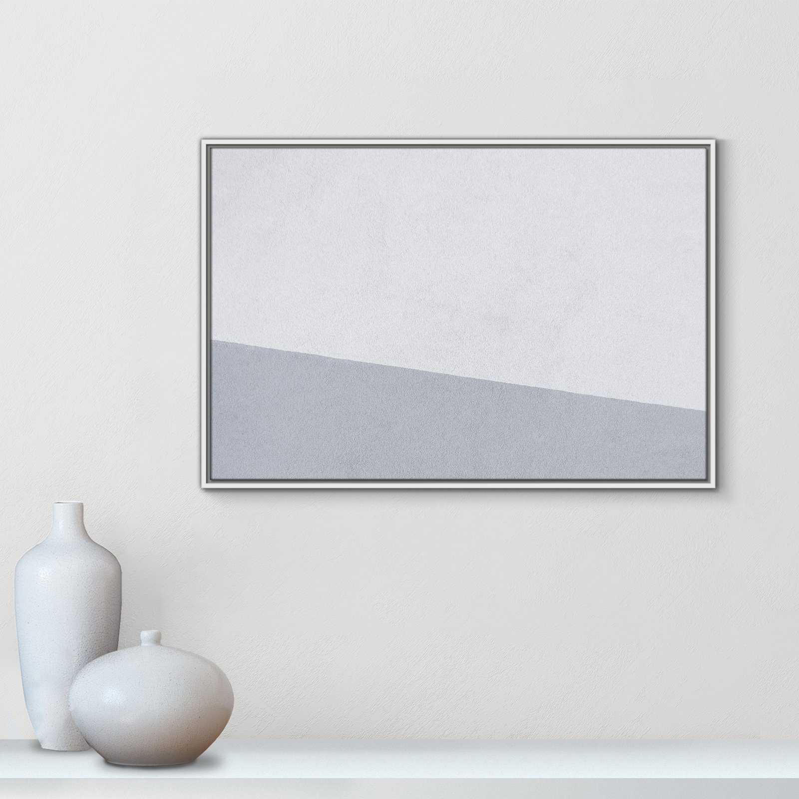 Dominic "Abstract Blues" Print, 25.5" H x 37.5" W x 2" D, White Framed Canvas