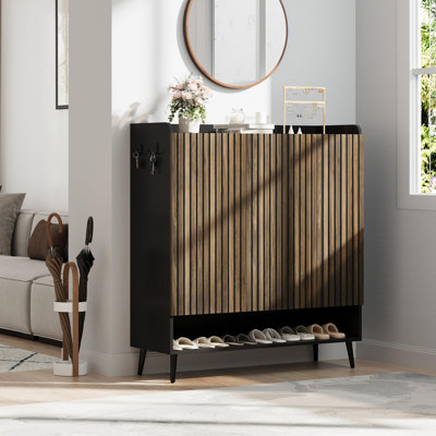 2PCS 40.55x14.57x43.11 In 6-Tier Entryway Large Shoe Storage Cabinet with 2 Doors , Freestanding Shoes Rack Organizer for Hallway