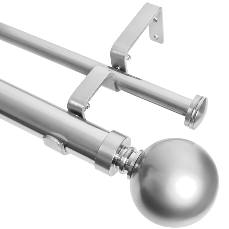 Tringle à rideaux double Elssa, Argent, 84" - 120"