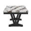 Table de salle à manger avec plateau en faux marbre et base en tréteaux