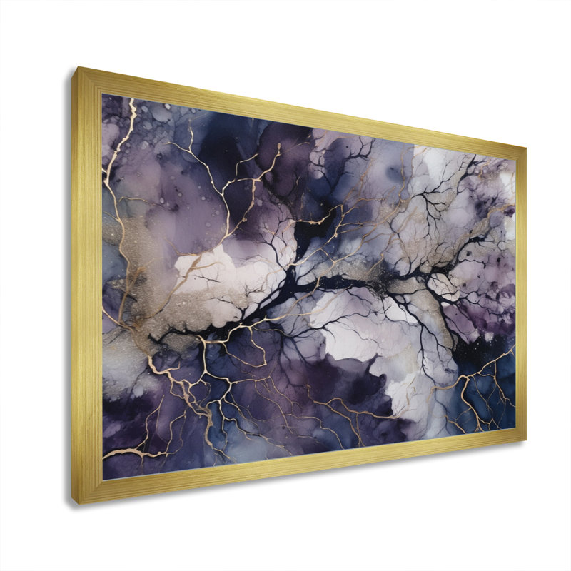 Mauve et explorer la langue de la peinture III - peinture abstraite grand art mural, Cadre doré simple