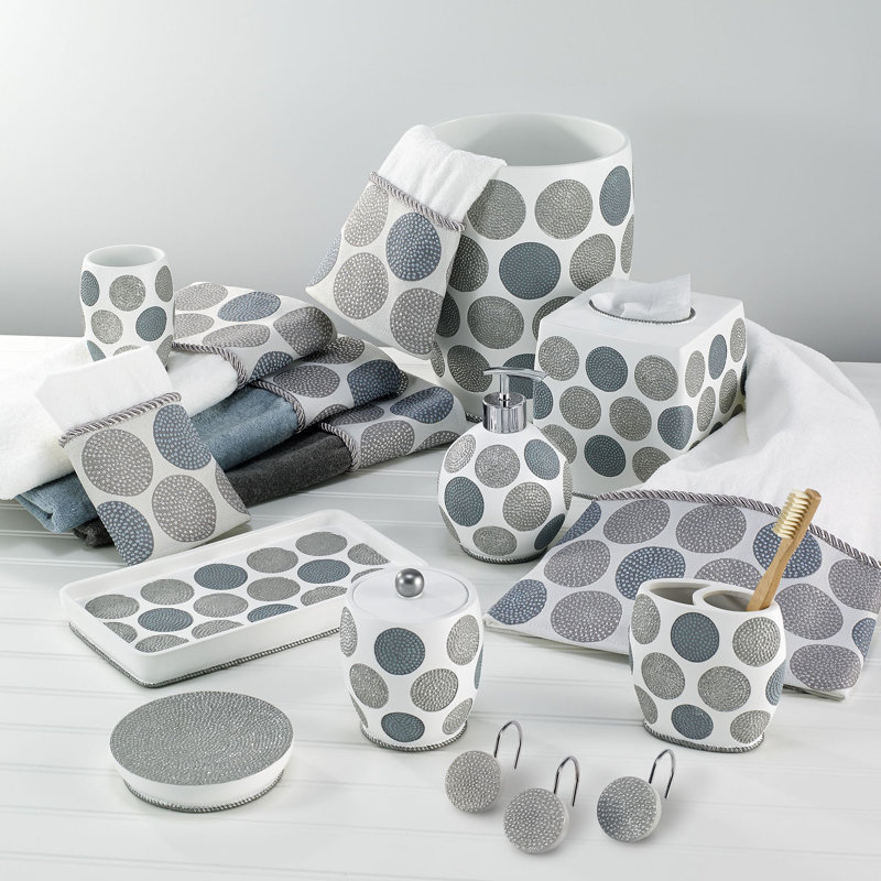 White and Blue Dotted Circles Resin Tissue Box Cover