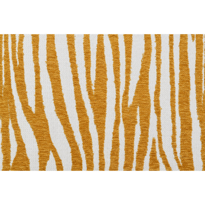 Fauteuil d'appoint jaune, contemporain, en chenille à rayures zébrées, mousse haute densité, design arrondi, silhouette sculpturale pour le salon, forme et espace
