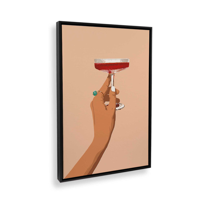«Cheers To Love» par Garima Dhawan, reproduction d'art sur toile, H 16 po x l 12 po, Cadre flottant, Noir