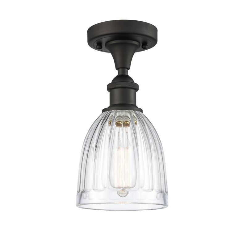 Plafonnier semi-encastré 1 lumière 5,75 po Dunder, Ampoule DEL 6 watts Vinage, Bronze huilé, Transparent