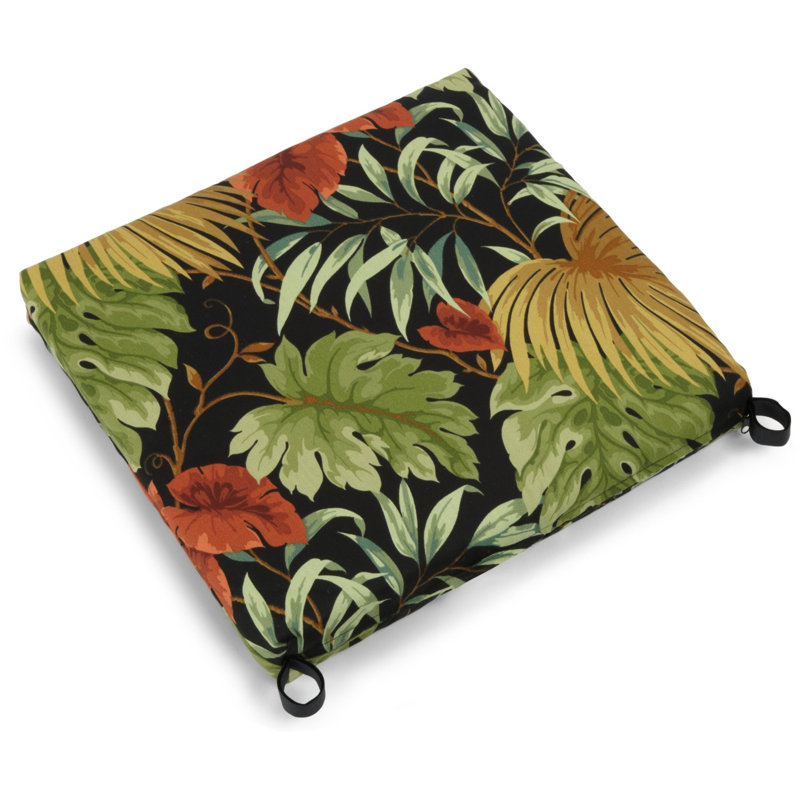 Outdoor 3'' Dining Chair Seat Cushion, Tropique Raven