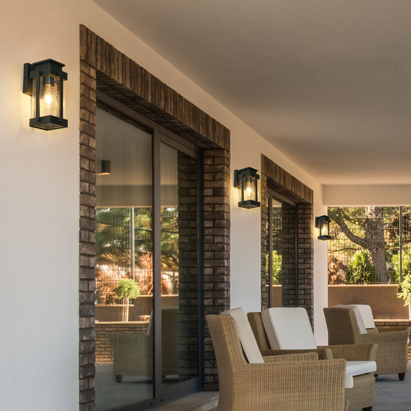 11" H Modern Black Outdoor Wall Lantern