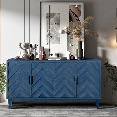 Buffet 4 portes en bois avec portes laquées et espace spacieux pour un usage domestique