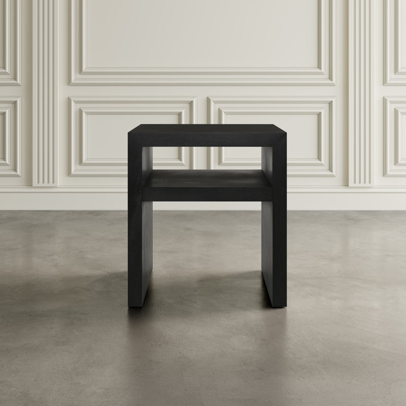 Solid Wood End Table, Black