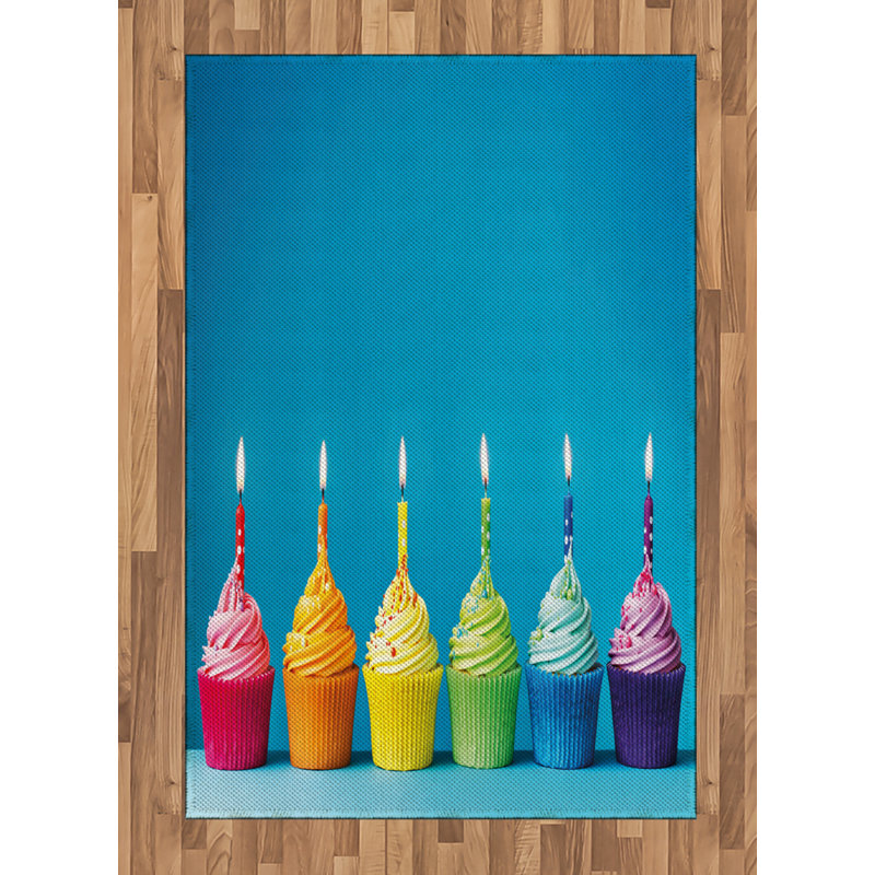 Rainbow High Density Long Fiber Poly Threads Decorative Area Rug Carpet, Rectangle 4' x 5'8"