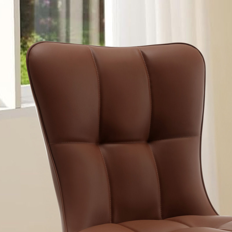 50cm H Tufted Upholstered Metal Upholstered Back Side Chair, 6, Brown