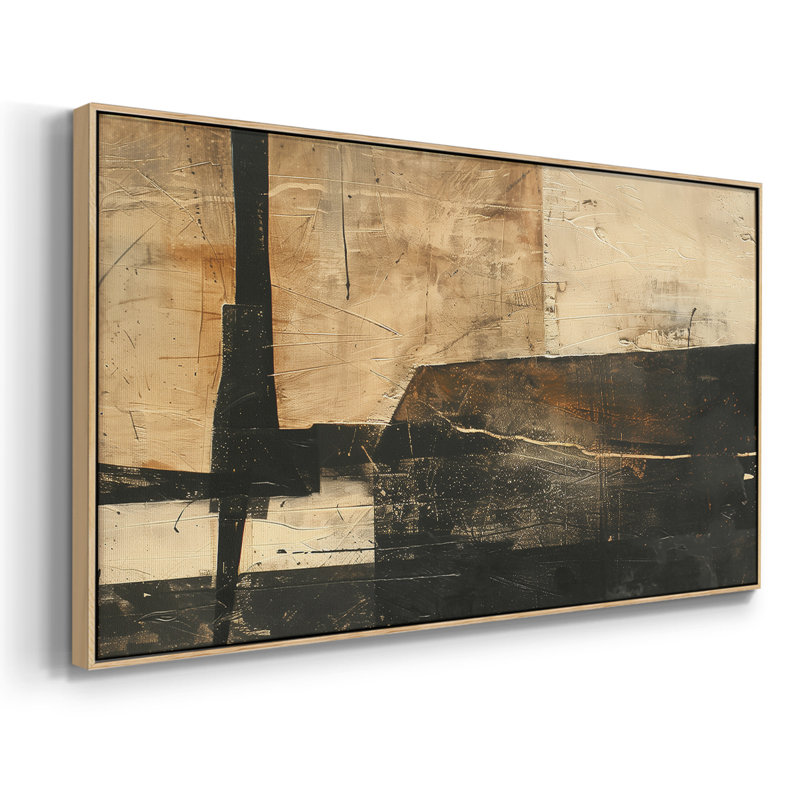 Abstrait, série CCLXV, toile tendue avec châssis, prête à être accrochée, Naturel, H 17 po x l 33 po