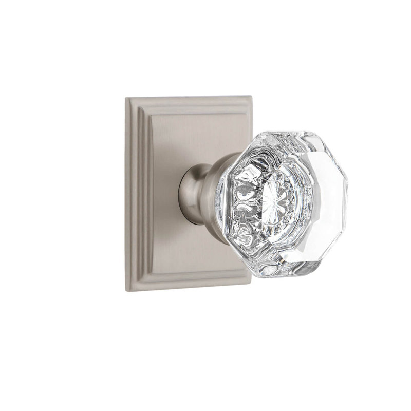 Grandeur Concealed Screw Mechanism Geometric Knob with Square Rosette, Satin Nickel, 2.75"