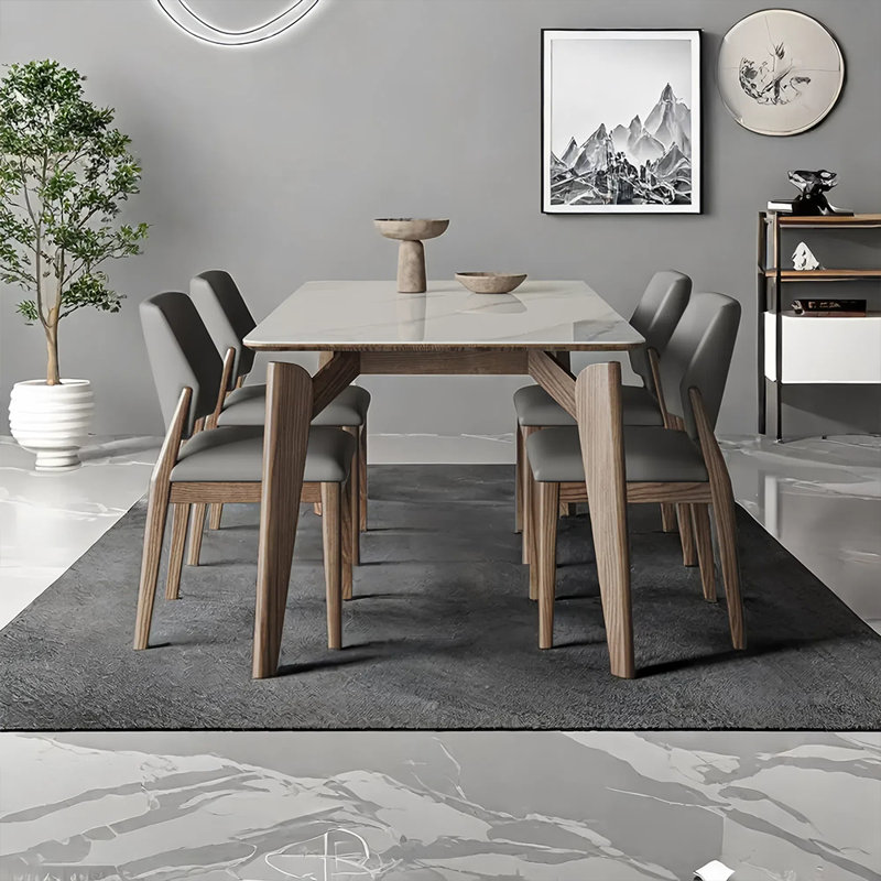 Ensemble de table de salle à manger et de chaises White Rock Plate, H 29,52 po x L 62,99 po x l 35,43 po