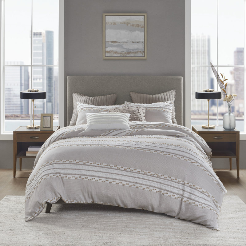 Ensemble de housse de couette 100% coton 3 pièces Taupe, Complète