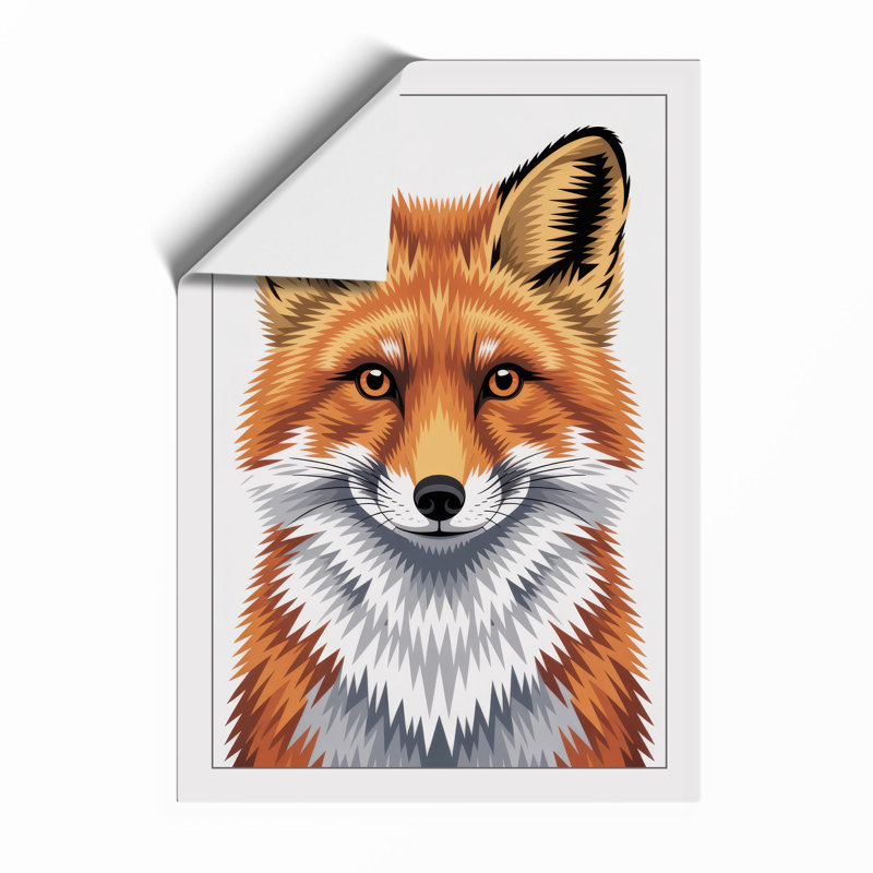 Fox Portrait Modern - Framed Print, Unframed, A2 - 59.4 x 42.0 cm