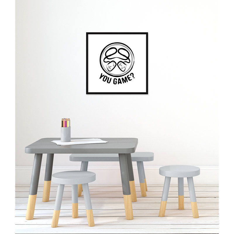 Décoration murale pour enfants avec emblème de jeu, 22.5" H x 22.5" W x 1.18" D, Encadré de boîte noir