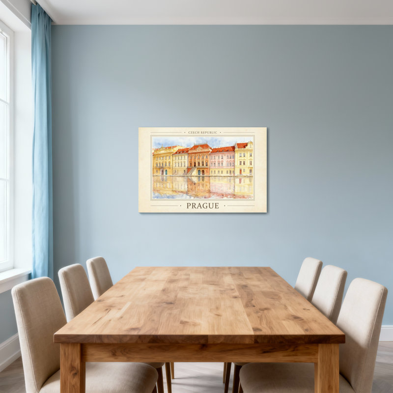 «Scenic & Cityscapes», République Tchéque, aquarelle, architecture, réflexions, impression d'art urbain, H 32 po x l 48 po