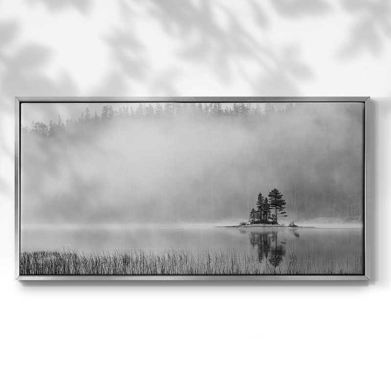 Brouillard insulaire - Toile tendue avec châssis, prêt à accrocher, Argent argent, H 17 po x l 33 po