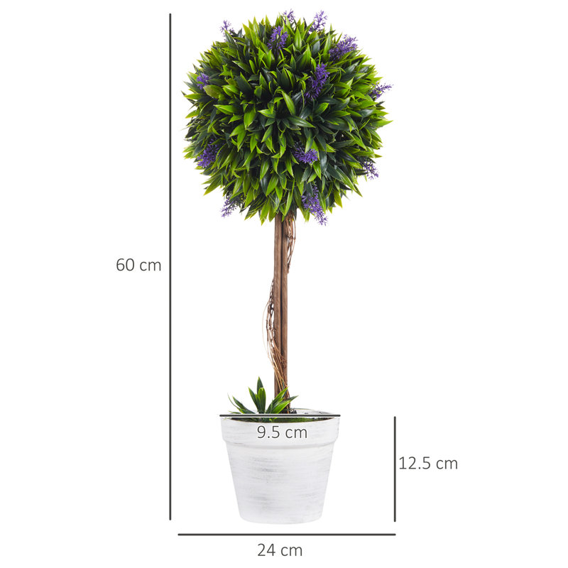 60cm Faux Flowering Topiary in Pot