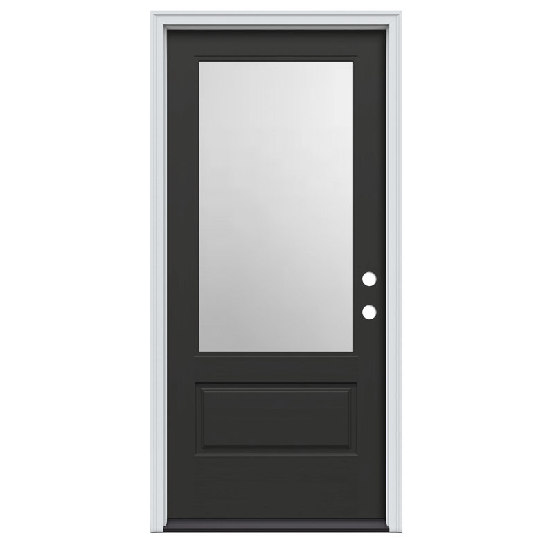 Porte pré-suspendue en fibre de verre 3/4 "Direct Glaze", L 36 po x H 80 po, Noir, Gauche