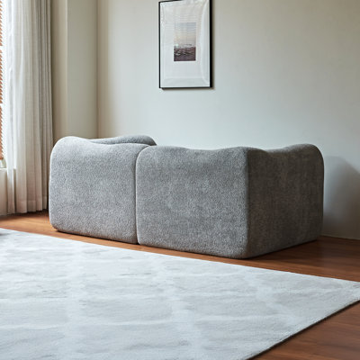Modern And Simple 2 - Seater Velvet , For Offices, Gray, Stable Base Double With Throw Pillows, Small Apartments, Comfortable