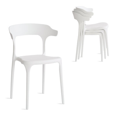 Nara Modern Stackable Dining Chair Set, No Assembly, Plastic Chair, Patio Chair, Suitable for Indoor and Outdoor Cafes and Restaurants (Set of 4)