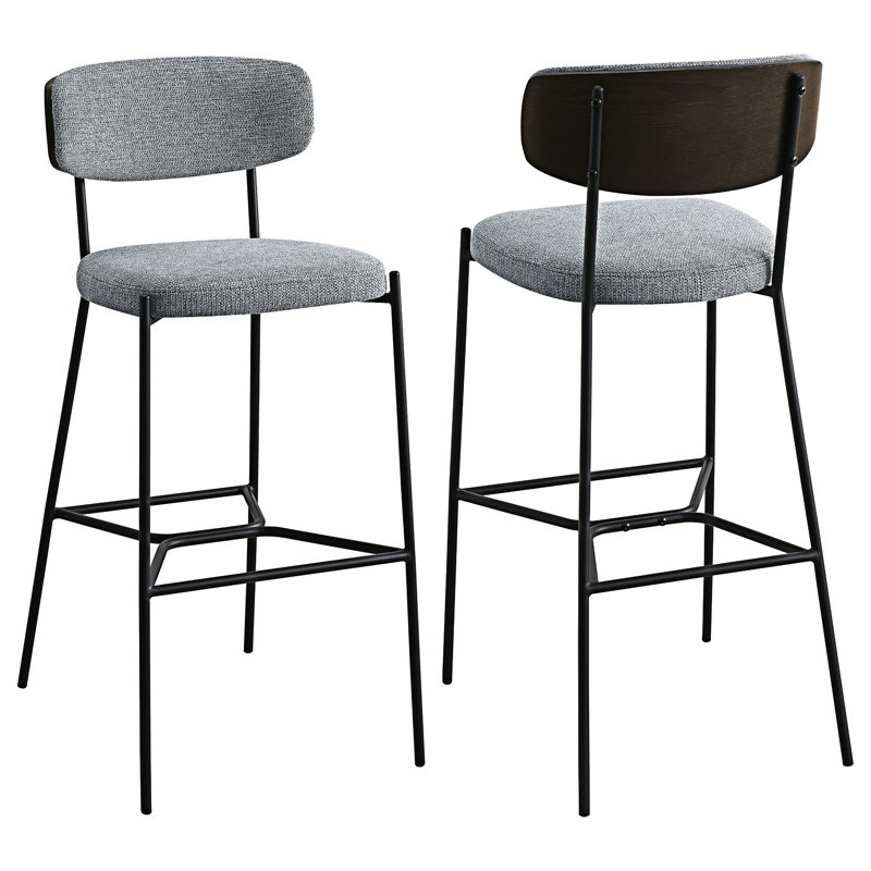 Chaise de bar rembourrée (ensemble de 2), Gris
