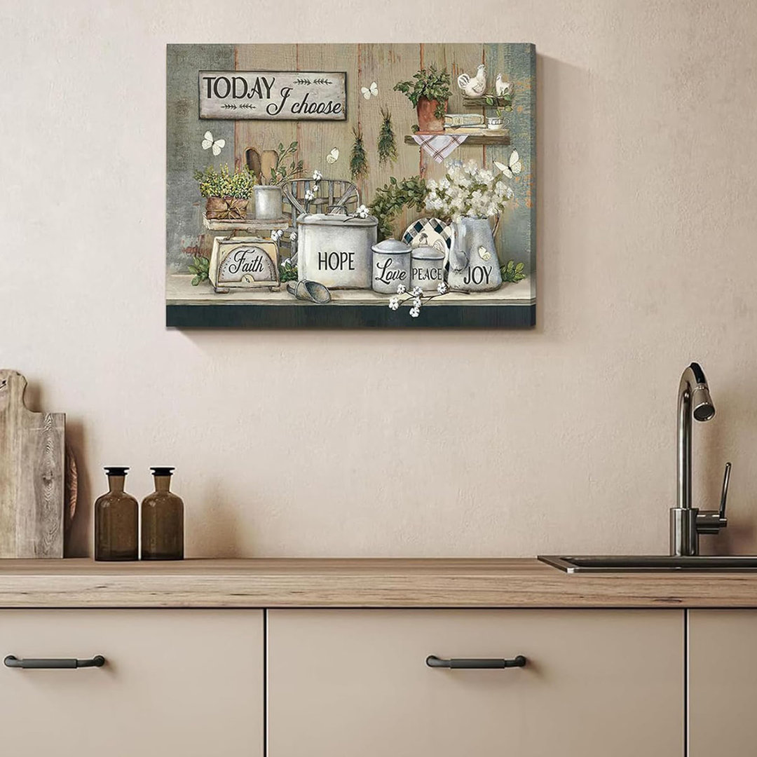 Rustic Kitchen Canvas Wall Art Vintage Farmhouse Wall Decor Picture Still Life Kitchen Poster Dining Room Print Farm Positive Inspirational Painting A