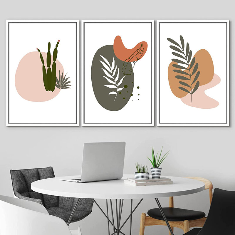 Mid Century Shape 3 - Pieces, 36" H x 72" W x 1.5" D, White