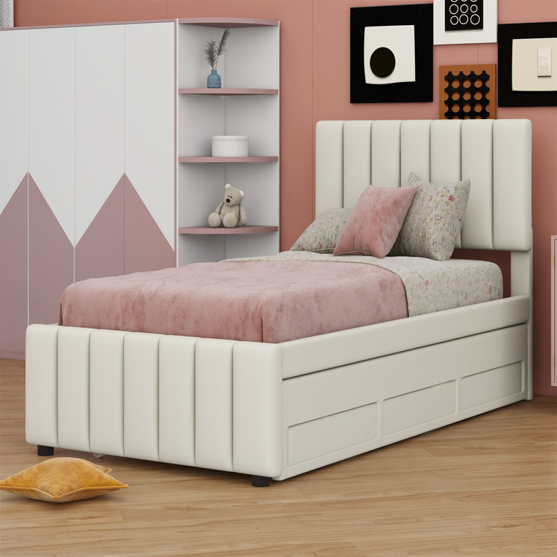 Suoma Upholstered Panel Storage Bed, Beige