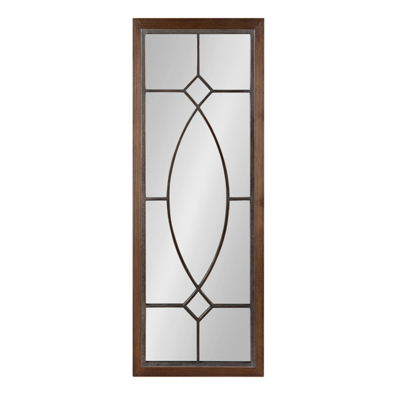 Farmhouse Wall Mirror, Traditional Full Length Mirror for Wall, 42" x 16", Rustic Wood