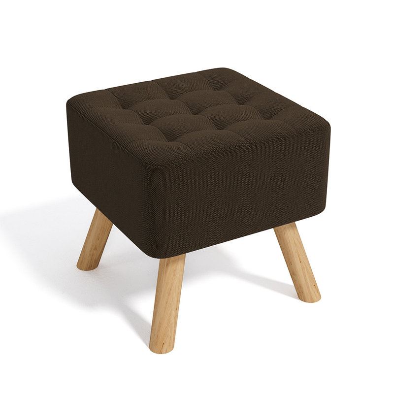 Germain Square Solid Colour Footstool Ottoman, Brown