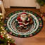 Tapis de Noël rond avec motif Père Noël, imprimé cristal, en velours et envers à pois. Décorations festives de Noël.
