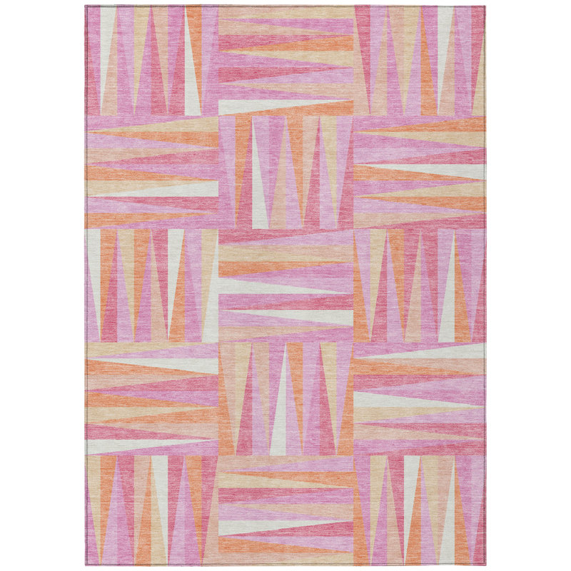Azura Pink Washable Indoor-Outdoor Rug - , 8' x 10'