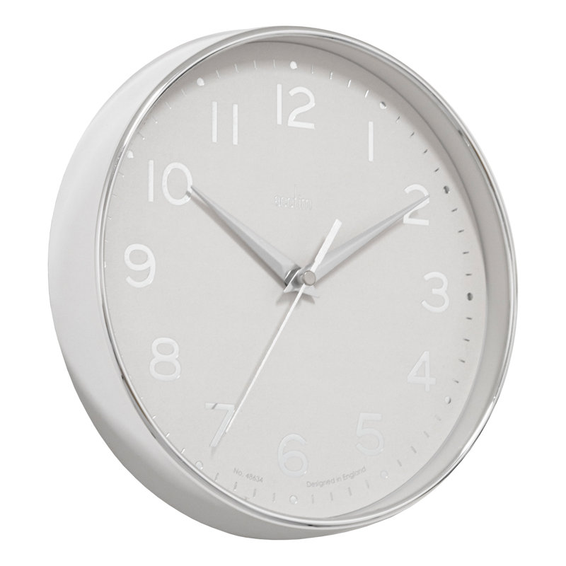 Acctim Small Wall Clock for Kitchen Living Room Bedroom 20cm, Chrome/White