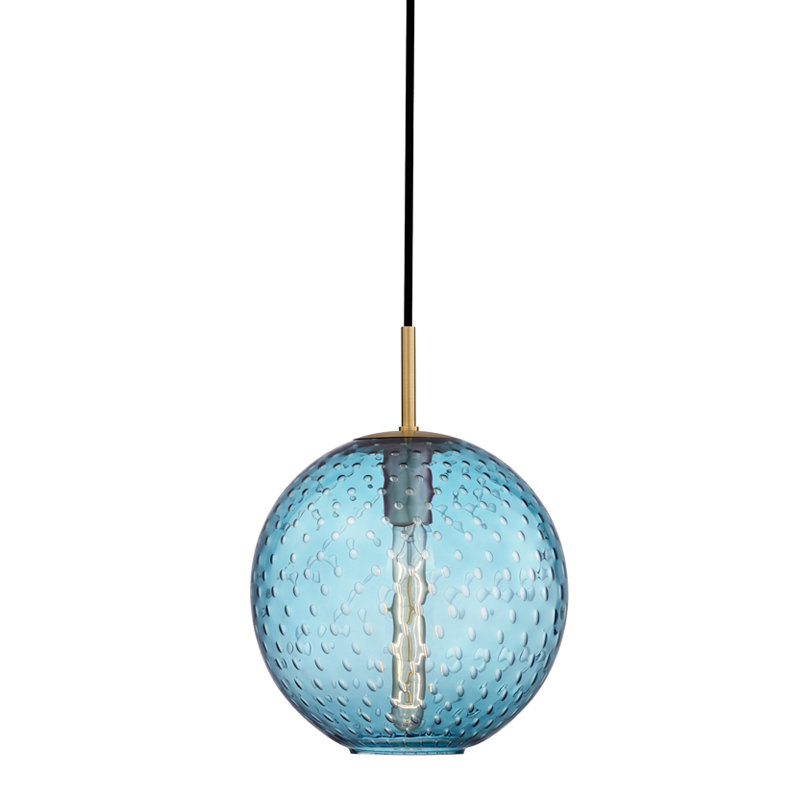 Rousseau 1 Light Pendant, 12.75" H X 11.25" W X 11.25" D, Clear, Aged Brass