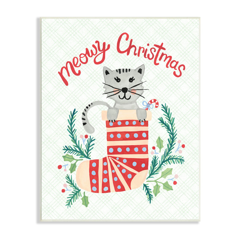 Meowy Christmas Clever Cat Nestled, Plaque murale, H 15 po x l 10 po x P 0,5 po