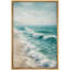 Turquoise, vagues de l'océan le long de la plage de sable, impression d'art sur toile encadrée-124795380-124795383