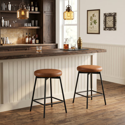 Tabouret de comptoir pivotant rembourré avec structure en métal