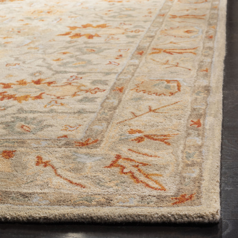 Armintha Oriental Hand-Tufted Wool Beige/Gray/Orange Area Rug, Rectangle 8' x 10'