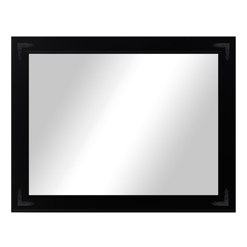 Rayne Heritage Hardwood Poplar Mirror With Decorative Corner Brackets, Black, 42 x 33