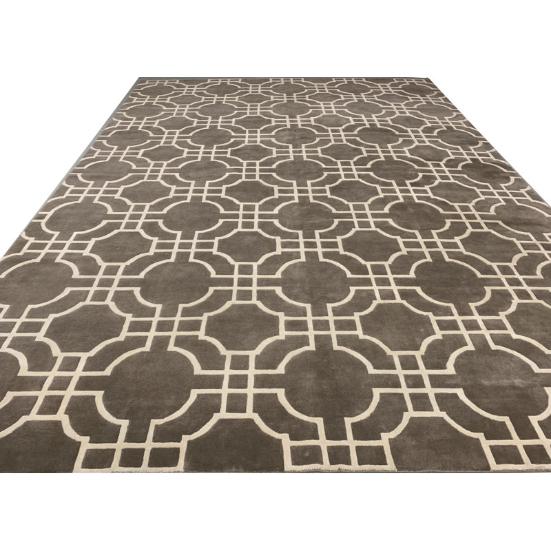Olympic Geometric Area Rug in Taupe/Cream