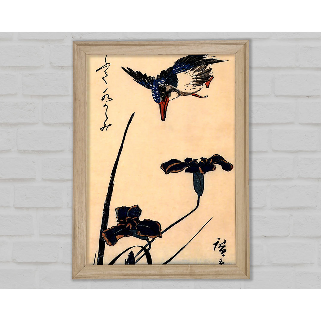 Hiroshige Eisvogel und Lilien 2 - Druck