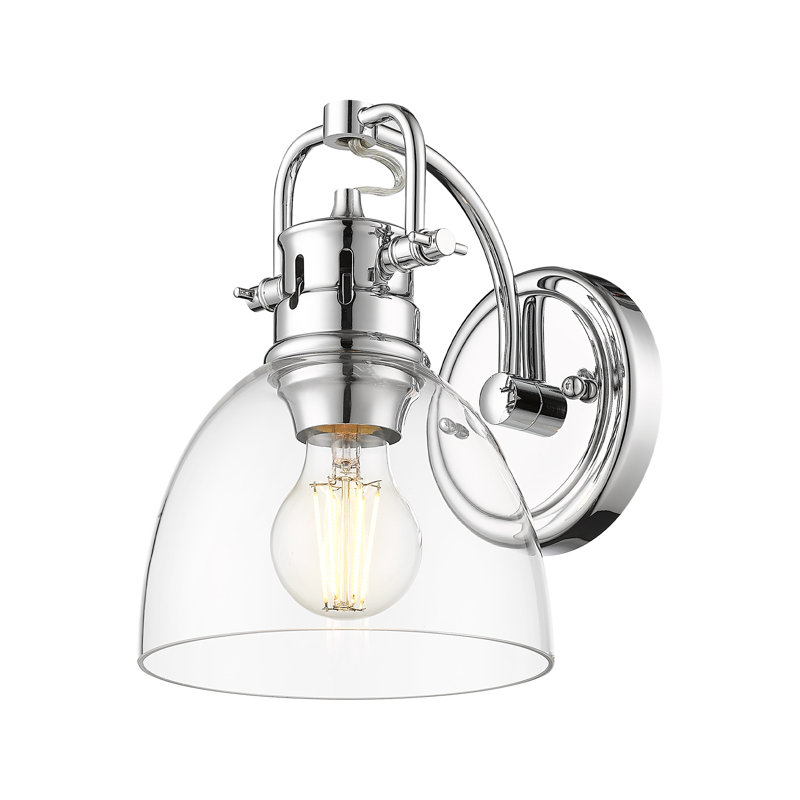 Meuble-lavabo 1 lumière avec verre transparent Iftimie, Chrome chrome