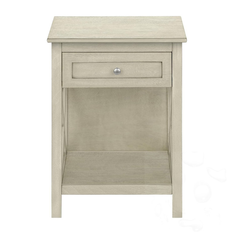 Nightstand With Open Shelf&Drawers