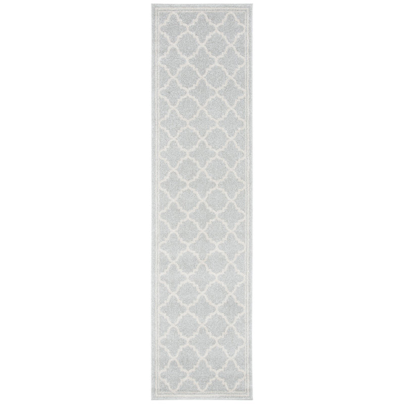 Tapis géométrique Ammundsen, Tapis de couloir 2 pi 3 po x 15 pi, Gris clair/beige