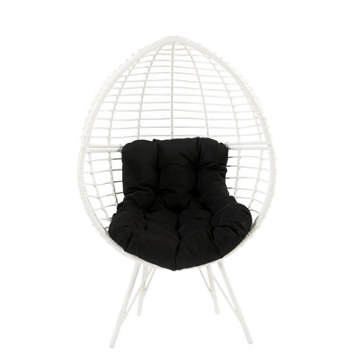 Chaise longue en osier de tissu et blanc