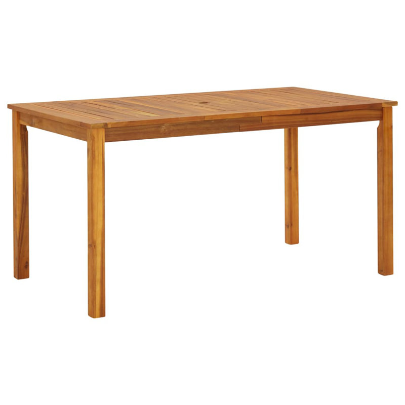 Outdoor Dining Table with Umbrella Hole Solid Acacia Wood, 31.5" W x 55.12" L x 29.13" H, Brown